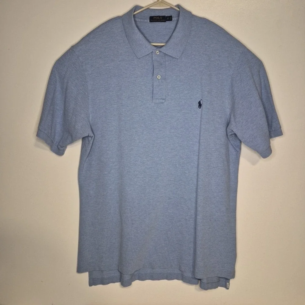 Polo Ralph Lauren Polo Shirt Mens XLT Heather Blue Short Sleeve Pony Golf Preppy